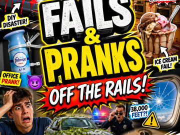 Chaotic fail and prank meme roundup thumbnail with exaggerated disaster scenes and bold funny text