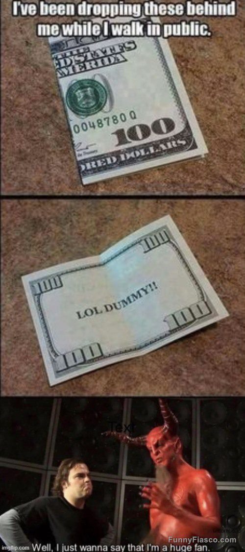 Hilarious fake money prank revealing LOL dummy message