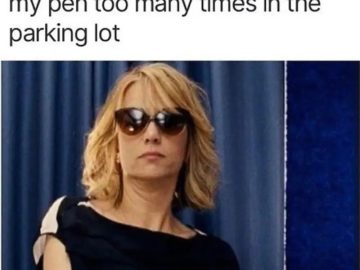 Woman in sunglasses at family event looking unimpressed.