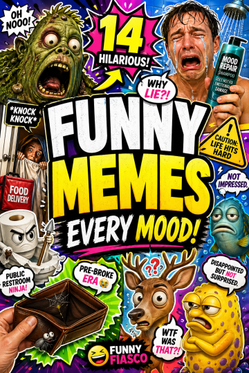 A chaotic funny meme roundup thumbnail with bold text and exaggerated reaction-style meme moments