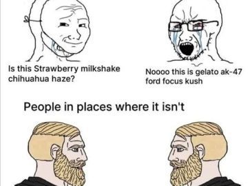 Meme comparing weed naming in legal vs non-legal areas