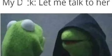 Kermit the Frog meme with a hooded doppelganger in a humorous scene.