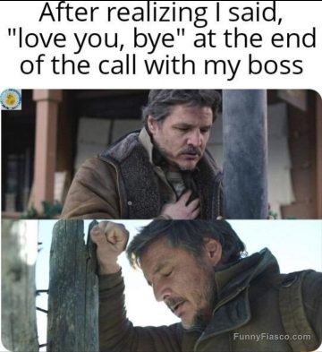 Man regrets saying "love you" at the end of a work call.