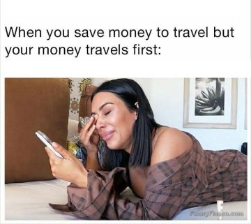 Woman crying over phone as money travels instead of her.