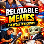 Collection of relatable everyday life memes showing common funny situations