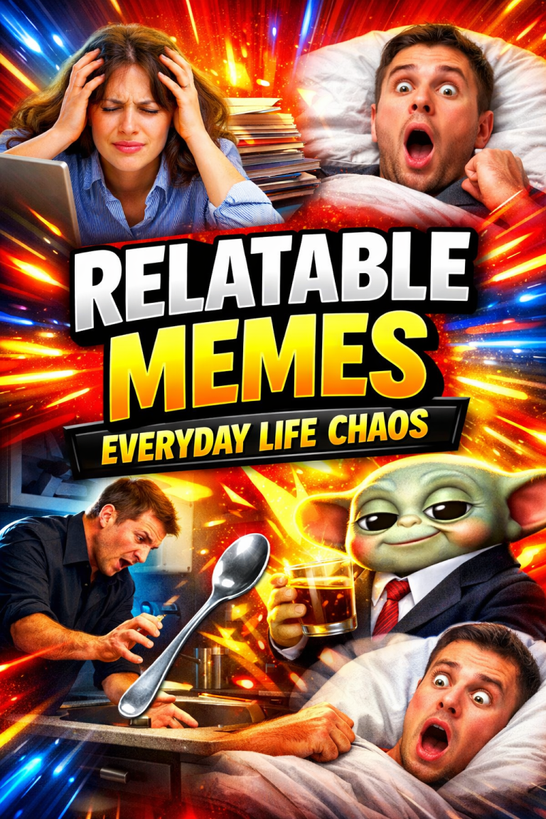 Collection of relatable everyday life memes showing common funny situations