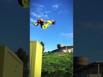Funny video thumbnail showing someone attempting something that quickly turns into a failed moment