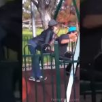 A funny fails compilation showing a person tripping with metal bowls, a patio umbrella breaking a glass table, a playground fall, and a bike crash.