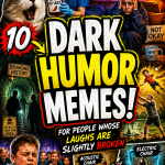 Chaotic dark humor meme roundup thumbnail with exaggerated reactions, dramatic lighting, and bold text