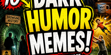 Chaotic dark humor meme roundup thumbnail with exaggerated reactions, dramatic lighting, and bold text