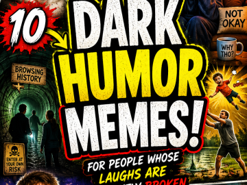 Chaotic dark humor meme roundup thumbnail with exaggerated reactions, dramatic lighting, and bold text