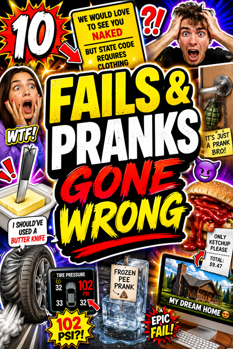 Chaotic fail and prank meme roundup thumbnail with funny disaster moments and bold headline text