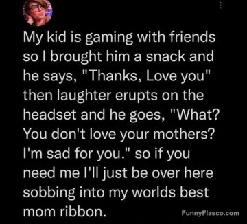 Kid gaming with friends, thanks mom, heartwarming moment.