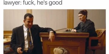 Funny courtroom meme with kid and surprised lawyer response