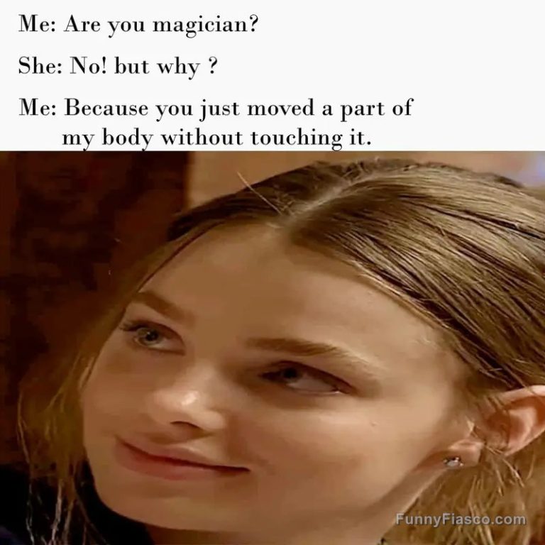 Meme with a cheeky magician pickup line interaction.