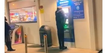 Mannequin posed at ATM, causing people to wait in line