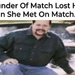 Man by pond with text about Match.com founder irony.