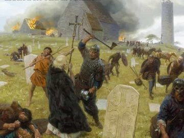 Viking raiders attacking a village with the caption about living in the moment.