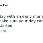 Tweet about starting your day with an early morning run humorously.