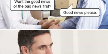 Doctor giving unexpected disease-related news to a patient.