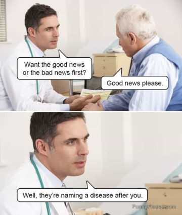 Doctor giving unexpected disease-related news to a patient.