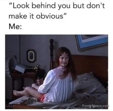 Meme of a person hilariously looking obvious despite instructions