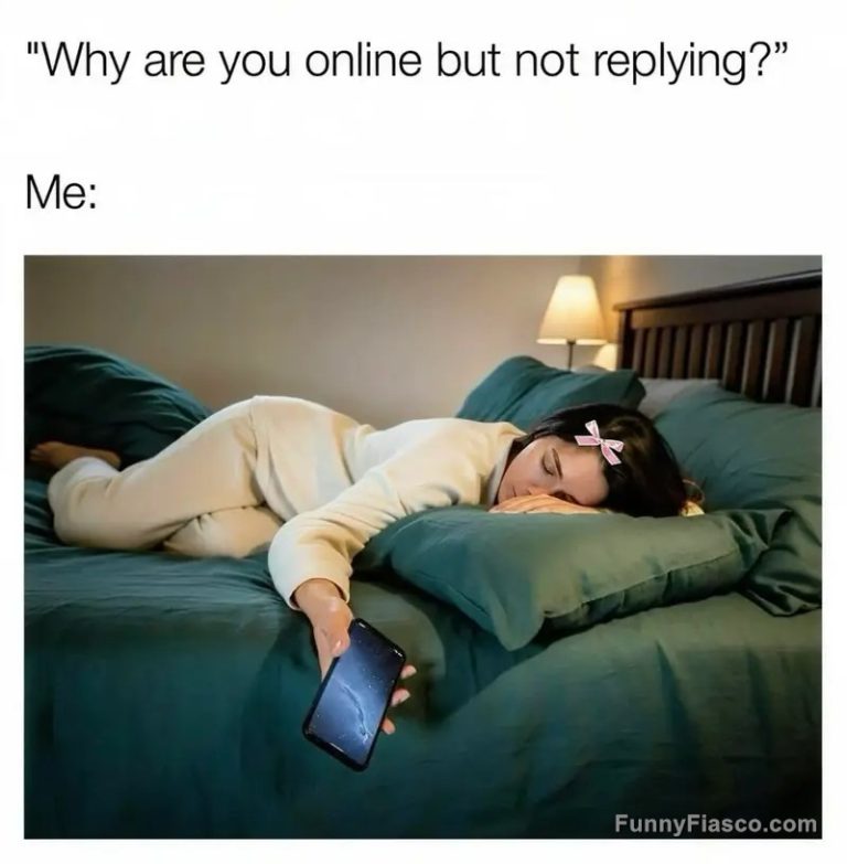 Person asleep holding phone, ignoring messages online.