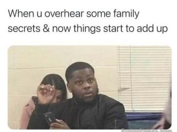 Man's shocked reaction to hearing family secrets