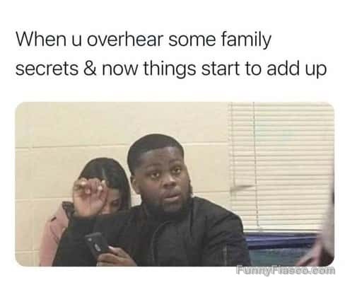 Man's shocked reaction to hearing family secrets