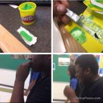 Man eats Play-Doh thinking it's candy in a prank fail.