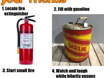 Prank gone wrong with a fire extinguisher filled with gasoline