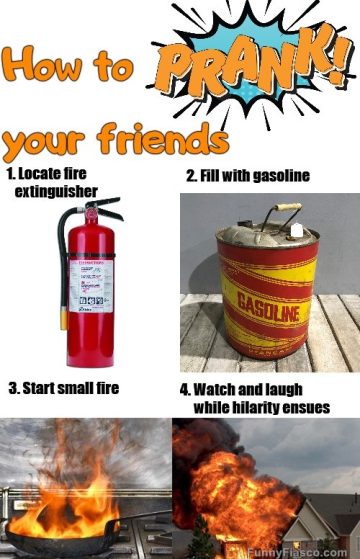 Prank gone wrong with a fire extinguisher filled with gasoline