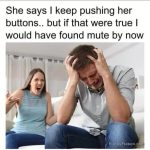 Couple arguing with a funny mute button joke