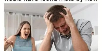 Couple arguing with a funny mute button joke