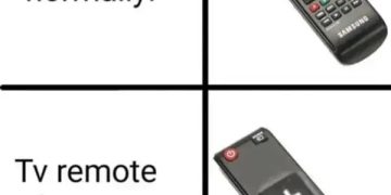 TV remote comparison between normal use and sitting mishap.