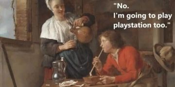Classic painting with a modern weed and PlayStation twist