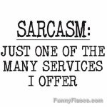 Witty sarcasm quote offering humor services.