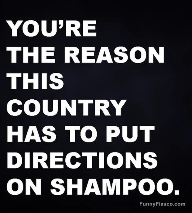 Funny meme about needing directions on shampoo bottles