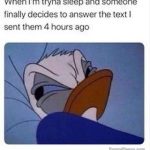 Cartoon character annoyed in bed after receiving a late-night text.