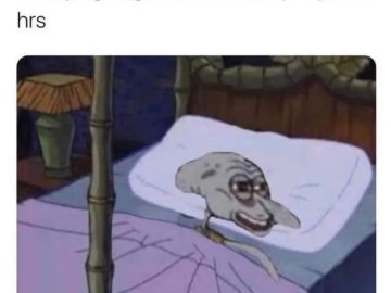 Cartoon character trying to get 8 hours of sleep in 3 hours.
