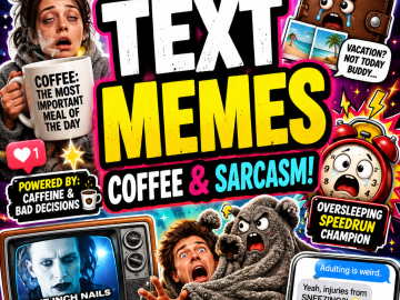 Bold meme roundup thumbnail featuring text and quote memes about coffee, sarcasm, adulting, travel dreams, and relatable life moments