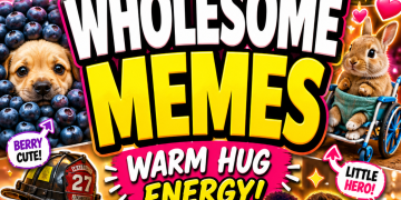 Colorful wholesome meme roundup thumbnail featuring cute animals, happy reactions, and bold text about wholesome memes.