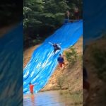 A cyclist splashes into shallow water during an unexpected fail compilation.
