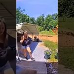 A man loses his balance after jumping across a rough pavement gap in a funny everyday fail compilation.
