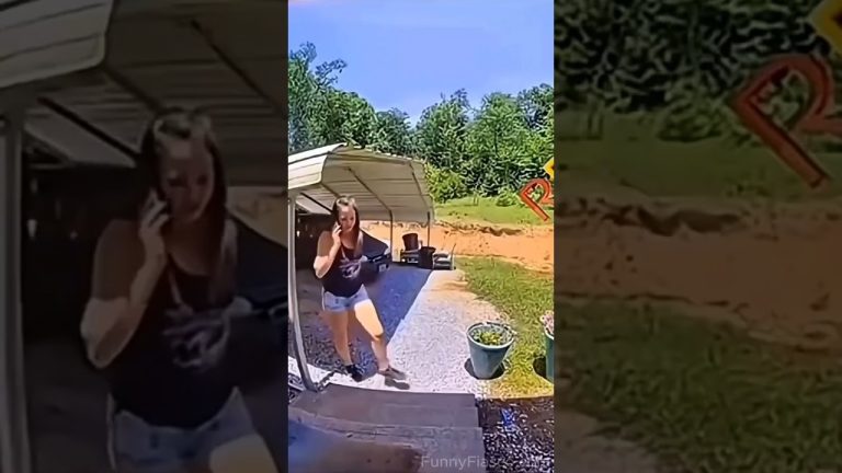 A man loses his balance after jumping across a rough pavement gap in a funny everyday fail compilation.