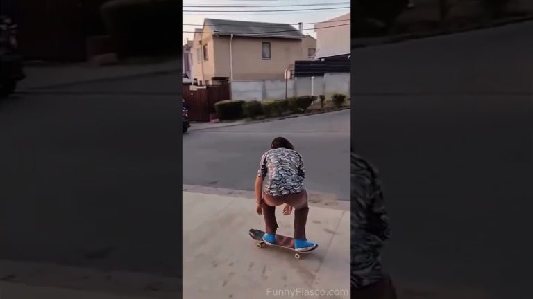 A short funny fails compilation showing everyday accidents including a skateboard crash, golf cart rollover, and porch camera stumble.