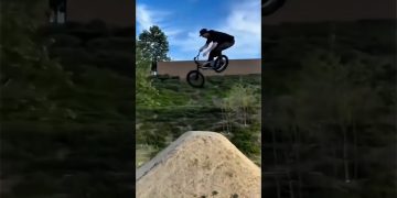 A montage of people attempting stunts before crashing, including a BMX jump, water jetpack fall, and stair fail.