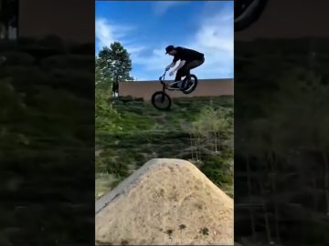 A montage of people attempting stunts before crashing, including a BMX jump, water jetpack fall, and stair fail.